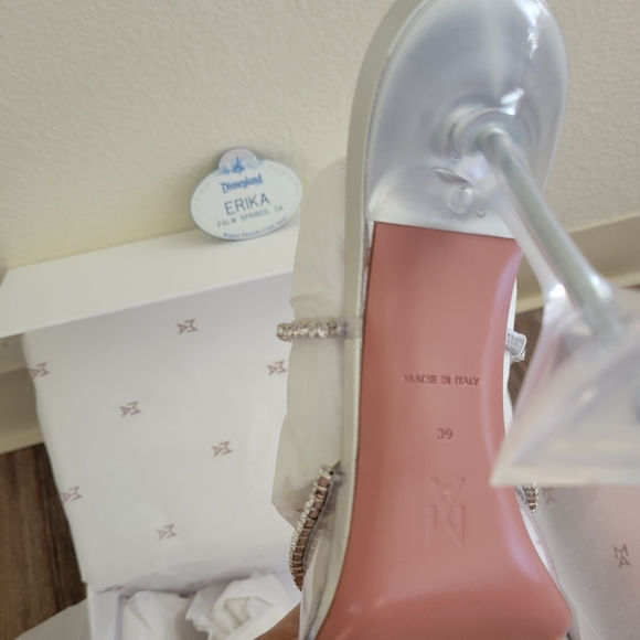 SOLD Amina Muaddi Gilda Glass Crystal Mule Heels size IT 39 (US 8) *VERY RARE* - Picture 5 of 8